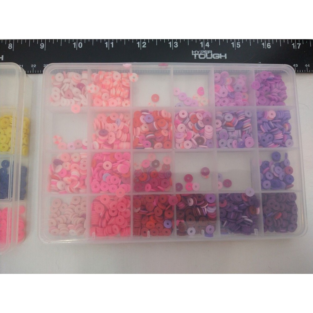 Lot of Crafting/Jewelry Heishi Vinyl Beads in cases + 5 Bracelets + bit of Cord - Picture 4 of 8